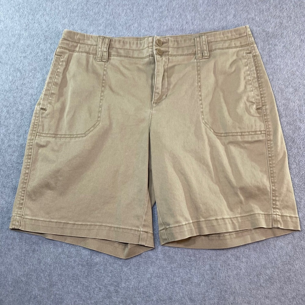 Maurice's Bermuda Shorts Women's Sz12 Khaki Tan Stretch Cotton Casual Summer EUC